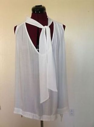Ivory Tuck In Top/Blouse Sleeveless Tie-neck