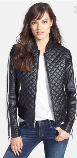 BCBG Morgan Quilted bomber Jacket Leather