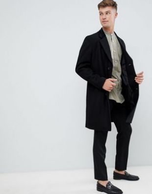 Premium wool blend overcoat with velvet collar