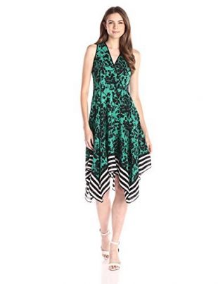 Shoshanna Women's Foral W/Stripe Border Emmy Dress
