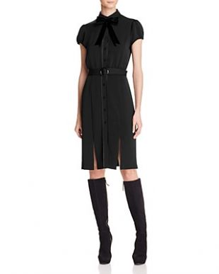 Alice + Olivia Carie Velvet Bow Shirtdress