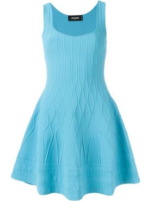 Dsquared2 flared sleeveless dress in blue Turquoise