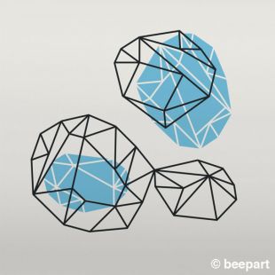 geometric wall decal vinyl art set, abstract art, geometric crystals wall sticker art