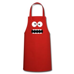 Tablier de cuisine rouge "Monster Face"