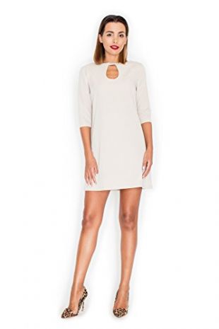 Katrus Robe simple avec décolleté fermé par deux pressions Beige  [B00JSAS8E8]