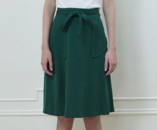 Mini Jupe Femme En Laine Verte Cabbages & Roses, Taille 10, Fermeture Zip, état Parfait