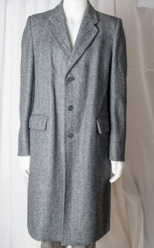 Stafford mens herringbone laine sur manteau. 40L, excellent état. Noir et gris