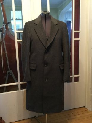 Charbon WM Leishman laine et Cachemire manteau gris Vintage homme (A417)