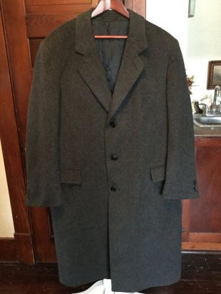 Beau vintages hommes extra large laine doublé et manteau gris charbon de bois de Cachemire, manteau (A664)