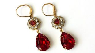 Boucles d'oreilles pendantes vintage art déco perle, strass