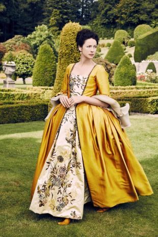 Costume de robe jaune Claire Outlander peint à la main robe de paris