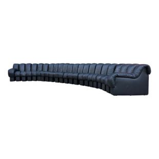 Canapé de Sede DS600 « non stop » en cuir noir luxuriante, 22 éléments