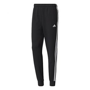 adidas Men's Essentials 3-Stripe Jogger Pants, Black/White, Medium