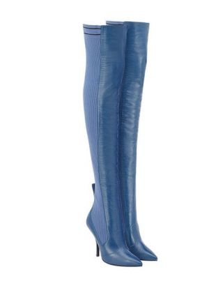 Thigh-high boots blue Fendi of Agathe 