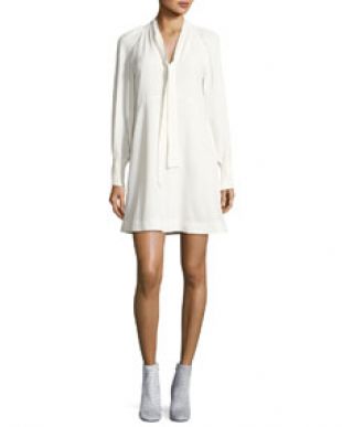 See by Chloe Tie Neck Long Sleeves A Line Dress