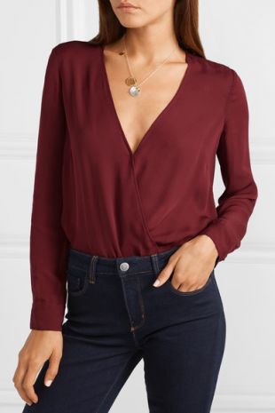 L'Agence Kayla wrap effect silk crepe de chine blouse