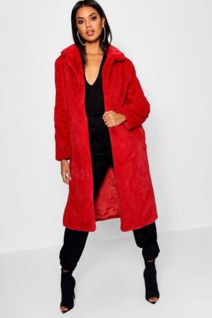 Boohoo Manteau Maxi doux en fausse fourrure