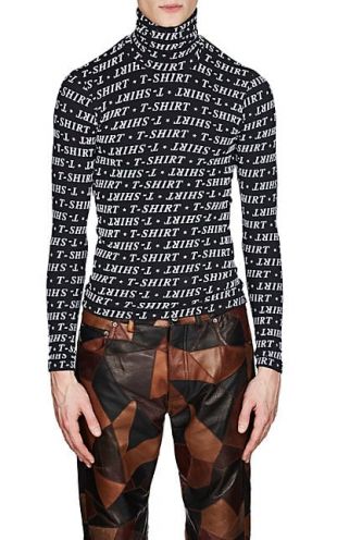 Balenciaga "T-Shirt"-Print Jersey Turtleneck Top