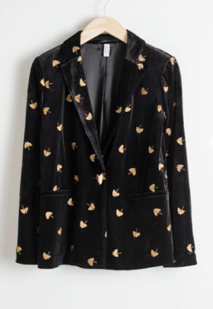 Embroidered Velvet Blazer