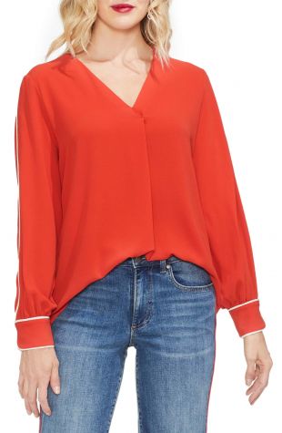 Vince Camuto Piped Sleeve Top