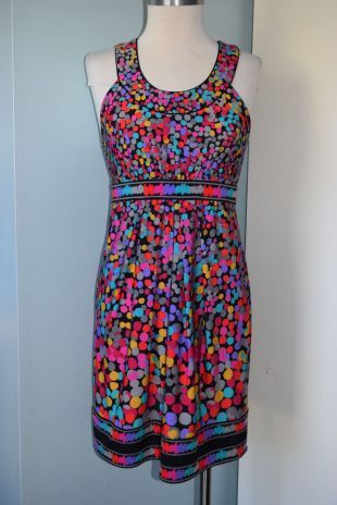 bcbg maxazria dress black polka dot multi colored Excellent cocktail party S B19 | eBay