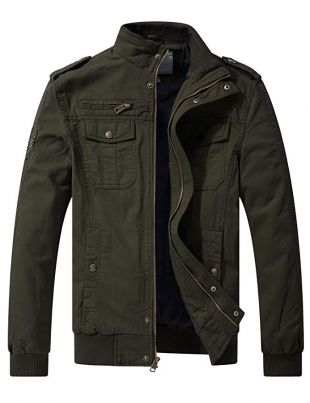 wenven - WenVen Men's Full Zip Military Jacket