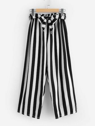 Self Tie Waist Striped Pants