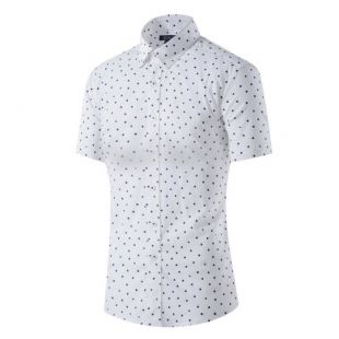 Chemise à pois manches courtes homme Blanc
