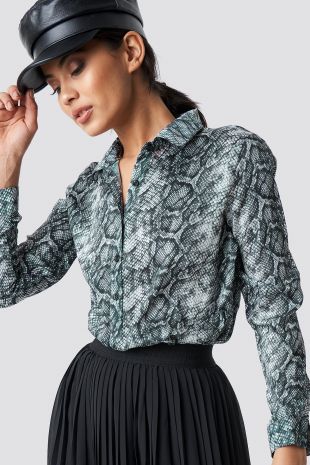 NA-KD Trend Snake Print Tunic Shirt