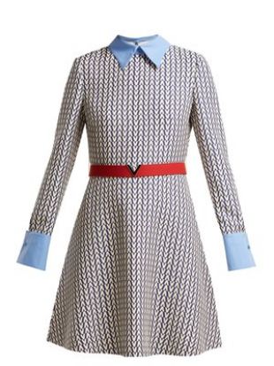 Valentino Optical print wool and silk blend mini dress