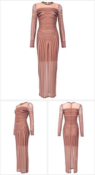 Sinuous Stripe Print Sexy Dress