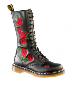 Dr. Martens Vonda Rose Embroidered Combat Block Heel Boots