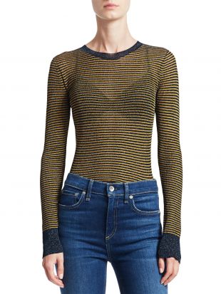 Rag & Bone Raina Lurex Striped Crewneck Sweater