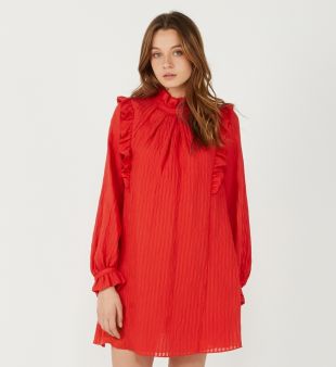 Robe en voile rayé