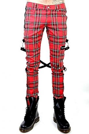 plaid red jeans