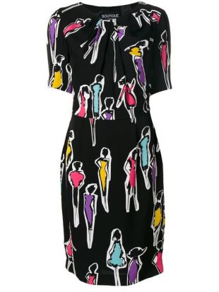 Robe Love Moschino Noir Et Blanc à Motifs étoiles - Coton, Boutonnée, Manches Longues, Taille S Neuve