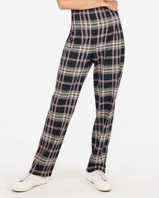 express - High Waisted Plaid Wide Leg Pant