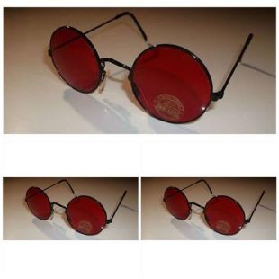 Lunettes de soleil rondes en vintage John Lennon Style rouge noir
