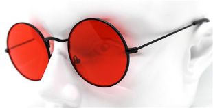 Occhiali da sole uomo donna retrò vintage rotondo nero lente rossa, rondes lunettes de soleil homme femme noir lentille rouge Steampunk hippie