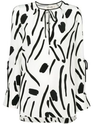 Blouse DVF Diane Von Furstenberg - Modèle PACIFICA CHIFFON Beetle Bug - Soie 100% - Taille 2-4 - Neuf Avec étiquettes