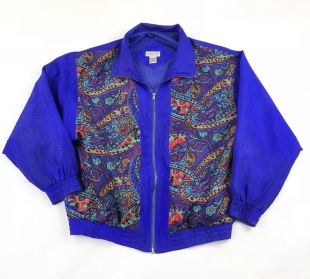 Vintage Lavon Track Jacket Windbreaker 80s 90s Womens Large Paisley Party Retro | eBay