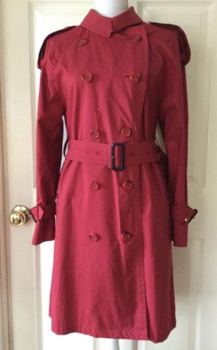 Nettoyés Burberrys Vintage London rouge Trench Coat marine Nova Check genou longueur compressible à sec