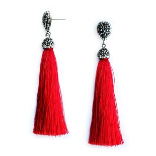Me&Hz Women Red Tassel Dangle Earrings Fringe Tassel Drop Earrings Red Bohemian Fashion Tassel Earrings