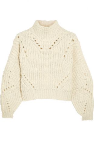 Isabel Marant Farren cropped ribbed wool blend turtleneck sweater