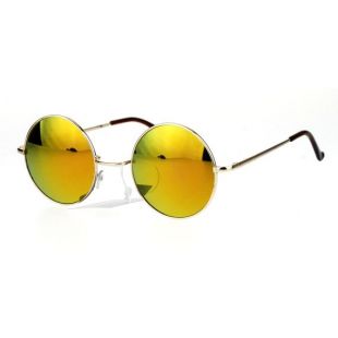 Rond cercle lunettes de soleil Vintage Rare avec Orange en miroir ou cadre en argent