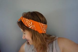 Bandana orange / tête vintage en cachemire écharpe / enveloppe de tête rétro / vintage bandana / festival / boho foulard / carré foulard de coton
