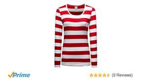 OThread & Co. Women's Long Sleeve Striped T-Shirt Scoop Neck Cotton Tee