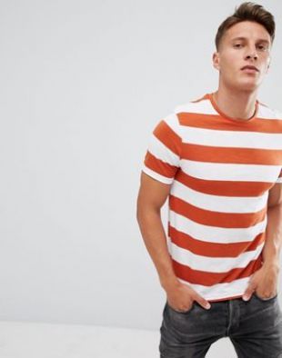 Only & Sons   T shirt à rayures avec ourlet asymétrique at asos.com