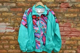 Vintage des années 90 Hipster Teal coupe vent Funky | Colorblock inspiré aigue marine veste psychédélique violet | 80 s fresh Prince parti esthétique
