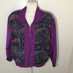 Purple Paisley Lined Silk Warm Up Track Suit by Lavon